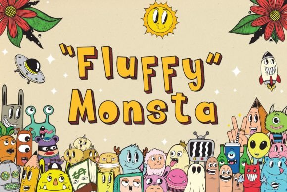 Fluffy Monsta: A Playful Cute Doodle Font for Display Design